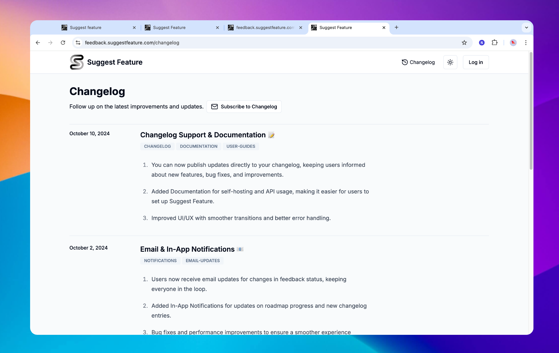 Changelog Support & Documentation  📝